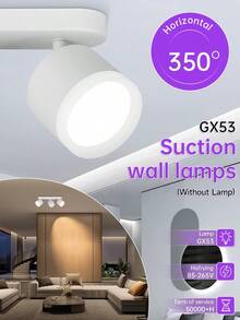 GX53轨道灯、嵌入式吸顶灯、壁灯、吊灯，黑/白双头/三头可选，可更换灯泡，适用于GX53灯泡，室内装饰照明，适用于商店、书房、卧室、客厅、咖啡厅、展览馆、画廊、博物馆、走廊、门廊等场所。 - White (No bulb) - 查看 2