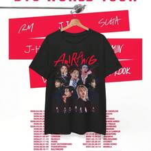 Dam T-shirt med tryck och rund hals, Bangtan Comeback Live Arirang Unisex T-shirt i kraftig bomull: Bangtan  Concert World Tour Merch & Gift 2026, Rolig, Sexig, Avantgardistisk och Personlig Design, Unisex T-shirt, Trendiga Grafiska T-shirts, Maskintvättbar, Ogenomskinligt Tyg, Lämplig för Vår och Påsk. - Svart - Visa 7