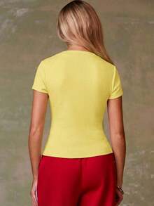Cárdigan rojo casual para mujer - Amarillo claro - Ver 5