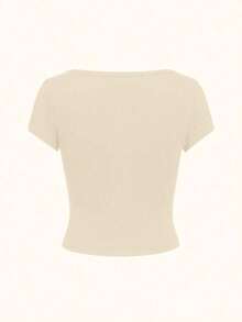 Camiseta de punto ajustada a rayas amarillas - Albaricoque - Ver 3