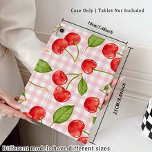 1 pieza Funda protectora para tableta con estampado de guinga de cereza y rosa, giratoria 360°, soporte magnético de varios ángulos con función de suspensión/activación automática, compatible con iPad PRO/AIR, , Pad 5/6/7, Matepad - Multicolor - Ver 7