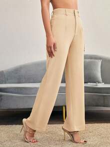 Pantalones de pierna recta unicolores - Albaricoque - Ver 4