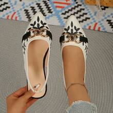 Women's Canvas Embroidered Pointed Toe Shoes - Black - View 6