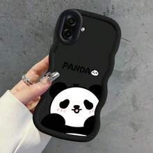 马卡龙熊猫波浪边手机壳，独特创意，时尚年轻设计，波浪边，涂鸦ins风，清新时尚，百搭，轻巧，可爱，休闲，动漫，防污，优雅，少女，新款，萌，活泼，小众 - 黑色 - 查看 8