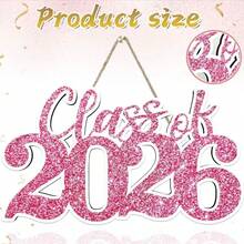2026 Graduating Class Wooden Plaque, Graduation Party Wall Decoration, Stylish Calligraphy Font Graduation Decorations, With Hanging Cord. 2026 Graduating Class Photo Booth Props, Wooden Graduation Background Decorations, Shiny Graduation Commemorative Plaque Suitable For Bedrooms/Dormitories, Indoor/Outdoor Graduation Ceremony Decorations. - Blue - View 6