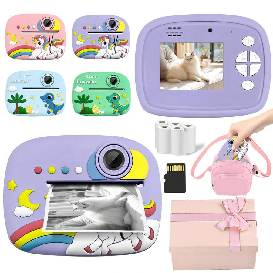 Children's Instant Printing Camera 1080P High-Definition Digital Camera Comes With A 32GB Storage Card As A Gift With An Image Quality Of 48MB Supports 16x Magnification Great Present For Christmas Thanksgiving And Holiday Celebrations