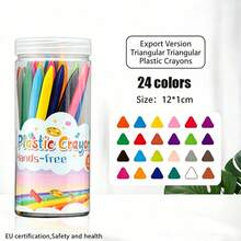 36 colores de crayones de cera no manchantes, lápices de colores para pintura infantil, manos no sucias, juego de dibujo de crayones de plástico lavable, suministros de arte de colorear fáciles - A - Ver 6