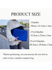 1Pc 11-Inch/13-Inch/15-Inch Black Blue Simple Laptop Storage Bag, Tablet Liner Storage Bag Anti-Fall And Shock-Absorbing, Birthday Gift, Suitable For School, Office, And Commuting Back To School - Multicolor - View 5