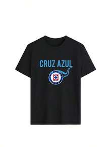 Camiseta de manga corta para mujer, cuello redondo, holgada, casual y versátil, nuevo estampado de CEMENTO CRUZ AZUL, ideal como capa base, tejido suave con buena caída - Negro-3 - Ver 3