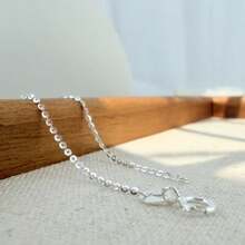 1pc S925 Sterling Silver Clavicle Chain Necklace Without Pendant, O-Shape Minimalist Necklace, Long Elegant Silver Chain, Classic & Durable, Suitable For Multiple Occasions, Holiday Gift - White - View 10