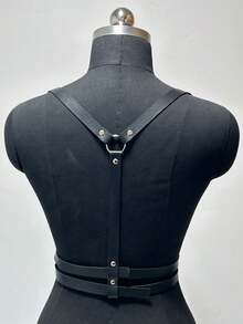1pc Women Black Leather Chest Strap Harness Body Decor Belt Suitable For Daily Use - Black - View 4