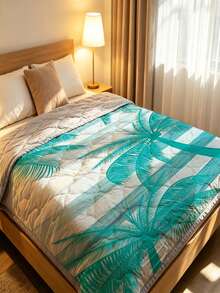 1 chiếc chăn mùa hè họa tiết lá cọ nhiệt đới thời trang, chăn bông mềm mại màu xanh lá cây, chăn nhẹ kiểu Bohemian, thích hợp cho ký túc xá, căn hộ, phòng ngủ. - Nhiều màu - Xem 7
