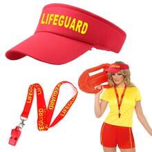 2pcs Lifeguard Costume Accessories Set, Adjustable Hat And Whistle Included, Unisex Adult Suitable For Beach, Pool Party, Halloween, Carnival, Cosplay, Lifeguard Uniform - Multicolor - View 5