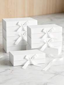 1/2個白色禮品盒 禮品套裝 伴娘禮品盒 磁吸蓋禮品盒 附蓋婚禮禮品盒 - 適合日禮品包裝、生日、派對及聖誕節 - 彩色 - 查看 1