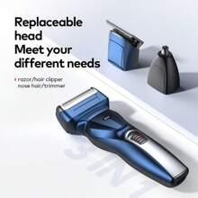 Itel ISS-13 3-In-1 Portable Smart Shaver, Rechargeable Trimmer With Stainless Steel Blades, Powerful Motor, Pop-Up Trimmer For Beard Mustache Sideburns, 60-Minute Battery Life, Quick USB Charging, Lightweight Durable Design - Blue - View 5