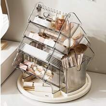 1 buah Organizer Makeup Berputar 360°, Kotak Penyimpanan Kosmetik Transparan, Kotak Display Makeup, Desain Anti Debu Transparan, Alas Berputar, Kompartemen Terpisah, Kapasitas Besar dengan Sekat, Kotak Organizer Lipstik / Eyeshadow / Kuas, Perlengkapan Perawatan Kulit dan Makeup Serbaguna, Kembali ke Sekolah - View 10