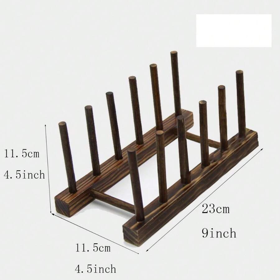 Dish Drainer Rack Bamboo Cup Display Stand Drainer Pan Cover Drying Organizer Kitchen Accessory - A - Ver 1