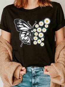 2026 New Arrival Spring Casual Travel Exclusive Pattern Short Sleeve Round Neck T-Shirt Summer Style - Negro - Ver 1