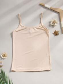 CELILIN Women's Solid Color Casual Versatile Daily Outing Camisole Top - Apricot - View 6