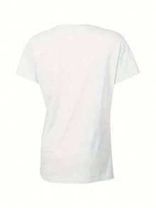 Camiseta de Mujer con Divertido Estampado de Ganso - Texto "HONK HONK" - Top de Algodón Suave y Transpirable - Estilo Casual Holgado para Uso Diario, Imprescindible para Todas las Temporadas - Blanco - Ver 3
