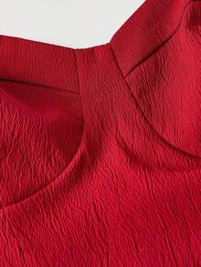 Vestido de verano de mujer con tirantes anudados y estampado floral romántico - Rojo - Ver 7