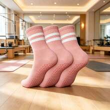 1/3/6 paires de chaussettes de yoga antidérapantes pour femmes, adaptées pour le yoga, le pilates, le ballet, le port à l'hôpital avec un design antidérapant - Multicolore - Voir 17