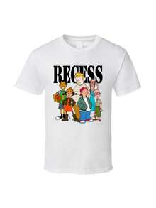 Camiseta unisex con estampado de dibujos animados y cuello redondo | Clásico programa infantil retro nostálgico de los 90, cuello redondo informal, mangas cortas, suave, transpirable, cómodo para el uso diario, ropa de moda, tela ligeramente elástica, camisetas conmemorativas, ropa para niñas, Día de San Valentín, productos de anime japonés, conjuntos para padres e hijos, Día de San Valentín, hombres, camisetas gráficas, mujeres, camisetas gráficas. - Blanco - Ver 7
