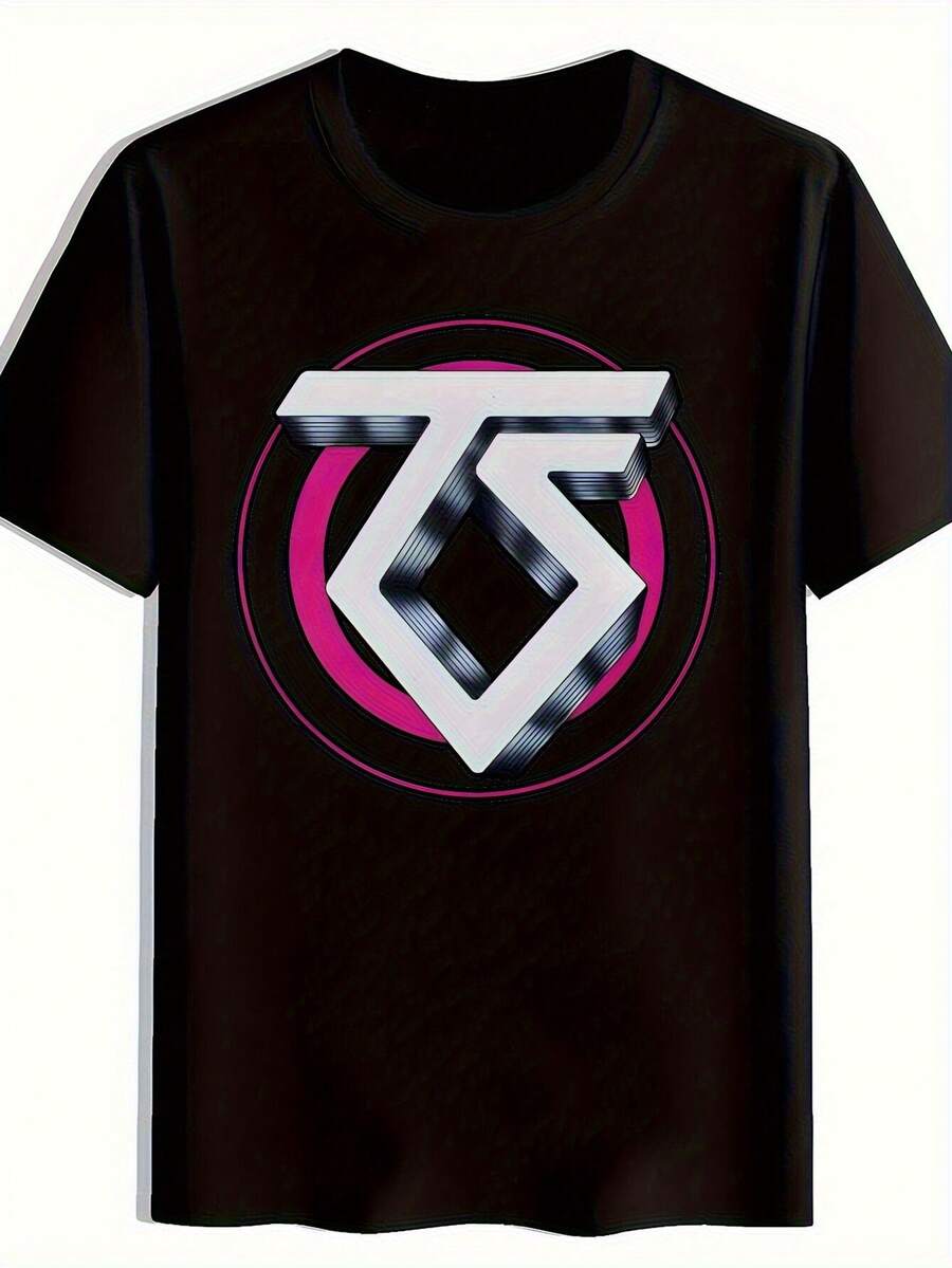 Nueva Colección 2026: Camiseta Gráfica Retro de Banda de Rock para Hombre, Estilo Casual, Alta Calidad, Divertida, Vintage, Anime de Principios de los 2000 - Negra, con Logotipo TS en Negrita, Corte Holgado, Transpirable, Suave, para Uso Diario Masculino. - Negro - Ver 1