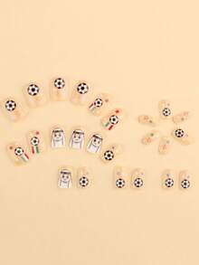 2026 World Cup Football Protective Gear With Eastern Auspicious Figure Hand-Painted Football Stars, Detachable Fake Nails, 24 Pieces - Multicolor - View 2