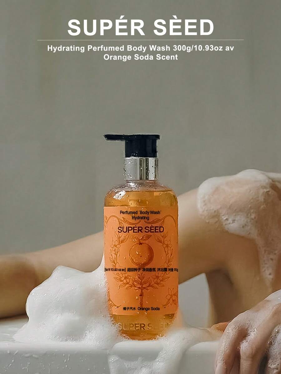 SUPER SEED Gel de ducha con aroma a naranja, limpieza refrescante, piel suave, fragancia duradera, para uso diario de mujeres y hombres - Agrios - Ver 1