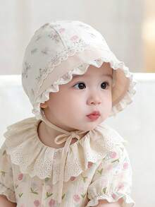 1 pieza Gorro para bebé niña, para primavera/verano/otoño, sombrero de cúpula suave tipo princesa para protección solar para bebés, uso versátil diario - 1PC - Ver 10
