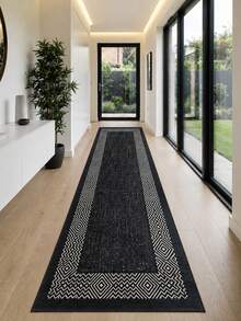 Modern Non-Slip Kitchen Runner Rug, Washable Minimalist Floor Mat For Home Decor, Bedroom, Livingroom Rug, Made In Turkiye 80x200 Cm, 80x300 Cm,100x200 Cm, 120x180 Cm - Black and White - View 5