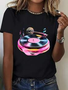 Gráficos personalizados estilo Y2K, ropa de mujer para primavera/verano con estampados gráficos, ropa urbana de verano. - Negro - Ver 1