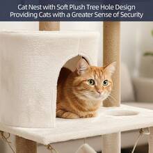 125cm Multi-Level Plush Cat Tree With Sisal Scratching Posts | Cozy Condo, Hammock & Dangling Ball Toy | Sturdy Climbing Ladder & Perches | All-In-One Cat Furniture For Climbing, Resting & Playing, Ideal For Indoor Cats - Beige 1 - View 7