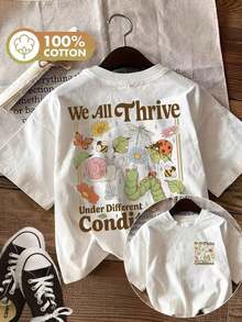 New Arrival 2026 Design, 90s Style, Hip Hop, Aesthetic T-Shirt [Double-Sided Print] Women's Pure Cotton T-Shirt, Cool Style With Insect Text Print "We All Thrive Under Different Conditions", Short Sleeve, Round Neck, Spring/Summer Top [Yang] 2026-Now, Women's Oversized Cotton T-Shirt - Vintage Street Style, Unisex Loose Cotton Short Sleeve Round Neck T-Shirt, Blouses For Women. Casual Blouses For Ladies. - 白色 - 查看 6