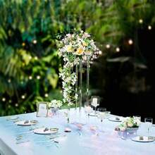 Soporte de flores cuadrado de acrílico, estante de flores desmontable, adecuado para eventos de T-Stage, exhibición floral para decoración de fiestas, hogar, ceremonia de boda, soporte para exhibición de globos - transparente - Ver 5