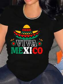 Camiseta de edición limitada con diseño de sombrero mexicano - Tejido de punto% poliéster, cuello redondo informal, elasticidad media, diseño de sombrero de dibujos animados, adecuada para adultos en verano. Algodón ligero. - Verde - Ver 7