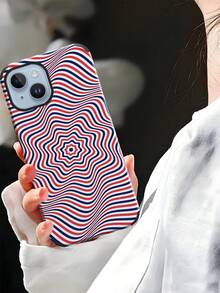 Wave Ripples 1pc Artistic Visual Illusion Wave Pattern Shock-Proof Dustproof Handcrafted Soft Protective Case Suitable For Apple 17 Pro Max/16 Pro Max/16 Plus/13 Pro Max/14 Pro Max 13 14 11 12 Pro 11/15 Pro, Galaxy S24 Ultra, With Speaker Hole Design, Suitable As Holiday Gift - Red - View 7