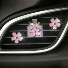 3pcs Rhinestone Daisy Flower Car Air Vent Clip Decor, Shiny Daisy Flower Car Interior Decor, Goddess Style Car AC Vent Clip, Can Be Used As Gift - Perfume Bottle With Flowers - View 9