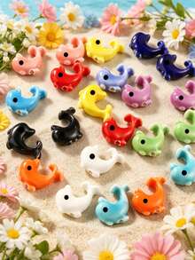 10/30/50/100 peças Pequenas Contas de Cerâmica de Peixe Adequadas para Colares, Pulseiras, Acessórios DIY, Chaveiros, Presentes de Natal Feitos à Mão - Multicolorido - Visão 7