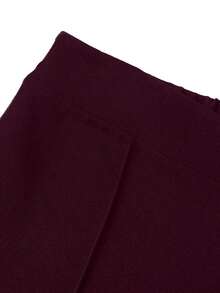Pantalones de pierna ancha de cintura alta de unicolor para mujer, adecuados para el uso diario - Burdeos - Ver 5