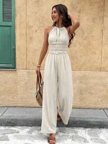 Frenchy Mono de mujer versátil y de moda con cordón, textura y cuentas para vacaciones - Albaricoque - Ver 7