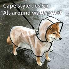1pc Transparent Dog Raincoat, Full Coverage Button Design Suitable For Small To Medium Dogs, Rainy Day Walking Gear, Dog Raincoat, Transparent Raincoat - Black - View 7
