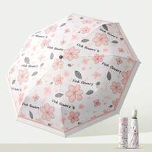 1pc Fully Automatic Rain And Sun Protection Dual-Use Fresh Floral Umbrella, Flower-Shaped Automatic Folding Umbrella, 3-Fold Transparent Umbrella, 3-Fold Fresh Hand-Open Folding Transparent Umbrella, Black Glue UV Protection Sun Umbrella, Black Rubber Sun Protection UV Umbrella - One Size Fits All - View 15