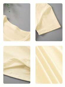 Camiseta de manga corta y cuello redondo con estampado suelto, regalo casual para el Día de la Madre, atuendo de vacaciones de verano, ropa de mujer de verano, ropa de mujer de primavera, blusas, ropa de club para mujeres-Lightweight  Skin-Friendly - Albaricoque - Ver 10