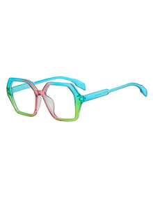 1 Pair Women's Asymmetrical Polygon Summer Vibrant Colorful Versatile Street Style Gradient Flat Lens Glasses - Multicolor - View 3