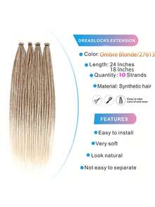 Dreadlock Extensions 18 Inch 24 Inch Synthetic Crochet Dreads Extensions 100% Handmade Single Ended Dreads Thin 0.6cm Width Reggae Style Dreadlock For Man And Woman - Beige Ombre - View 3
