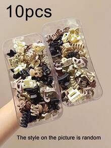 30/20/10/5/100pcs Mini Cute Coffee Color Hair Clips, 2.5cm/0.98in, For Daily Hairstyle Decoration, Elegant Claw Hair Accessories, Suitable For Summer Outfit Matching, Simple Multi-Functional Hair Clips, Party And Travel - Best Friend Gift, Multi-Functional Hair Clips, Seasonal Hair Accessories, Girls Random Color Mini Hair Clips - Brown - View 11