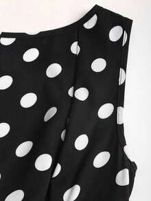 Vestido casual de mujer con cuello de barco, sin mangas, con estampado de cuadros, espalda descubierta, contraste de color, lazo en la cintura y silueta evasé, para primavera/verano - Negro - Ver 6