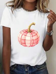 Women's T-Shirt - Lightweight, Loose Fit, Round Neck, Sheer, Casual Everyday Shirt, Essential For Spring And Summer, Women's T-Shirt, Summer Clothes, T-Shirt With Vibrant Print, Comfortable For Everyday Wear, Women's T-Shirt, Summer Clothes, T-Shirt With Vibrant Print, Comfortable For Everyday Wear, Comfortable Everyday Clothes. - 白色 - 查看 7